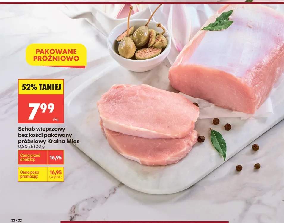 Schab wieprzowy bez kości pakowany próżniowo Kraina Mięs
