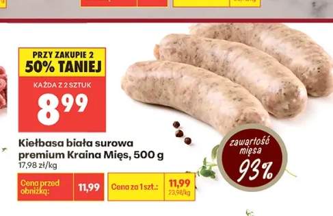 Kiełbasa biała surowa premium Kraina Mięs