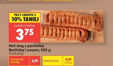 Hot dog z parówką Berlinką i sosem