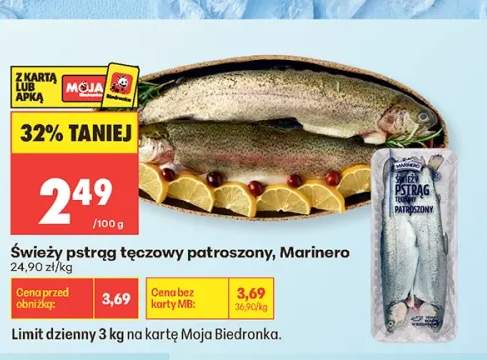 Świeży pstrąg tęczowy patroszony Marinero