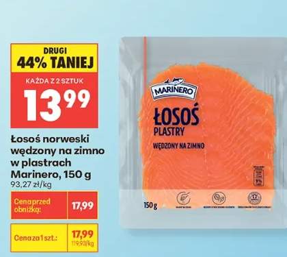 Łosoś norweski wędzony na zimno w plastrach Marinero