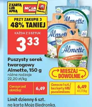 Puszysty serek twarogowy Almette
