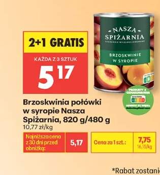 Brzoskwinia połówki w syropie Nasza Spiżarnia 820g/480g