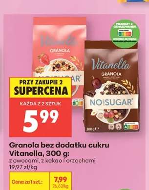 Granola bez dodatku cukru Vitanella z kakao i orzechami