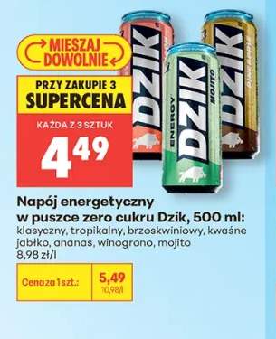 Napój energetyczny w puszce zero cukru Dzik brzoskwiniowy