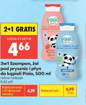 3w1 Szampon, żel pod prysznic i płyn do kąpieli Pinio Sensitive