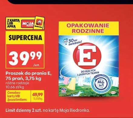 Proszek do prania E do białych i jasnych tkanin 75 prań