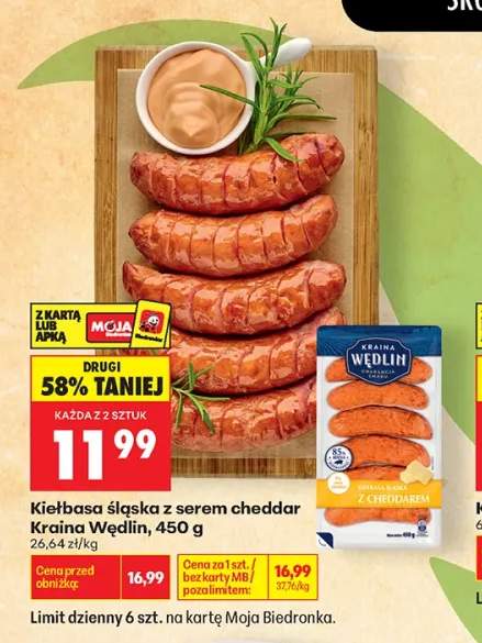 Kiełbasa śląska z serem cheddar Kraina Wędlin