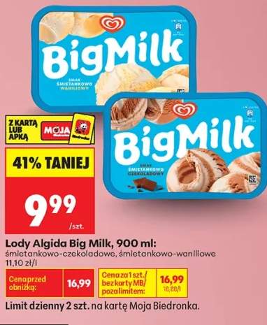Lody Algida Big Milk śmietankowo-czekoladowe