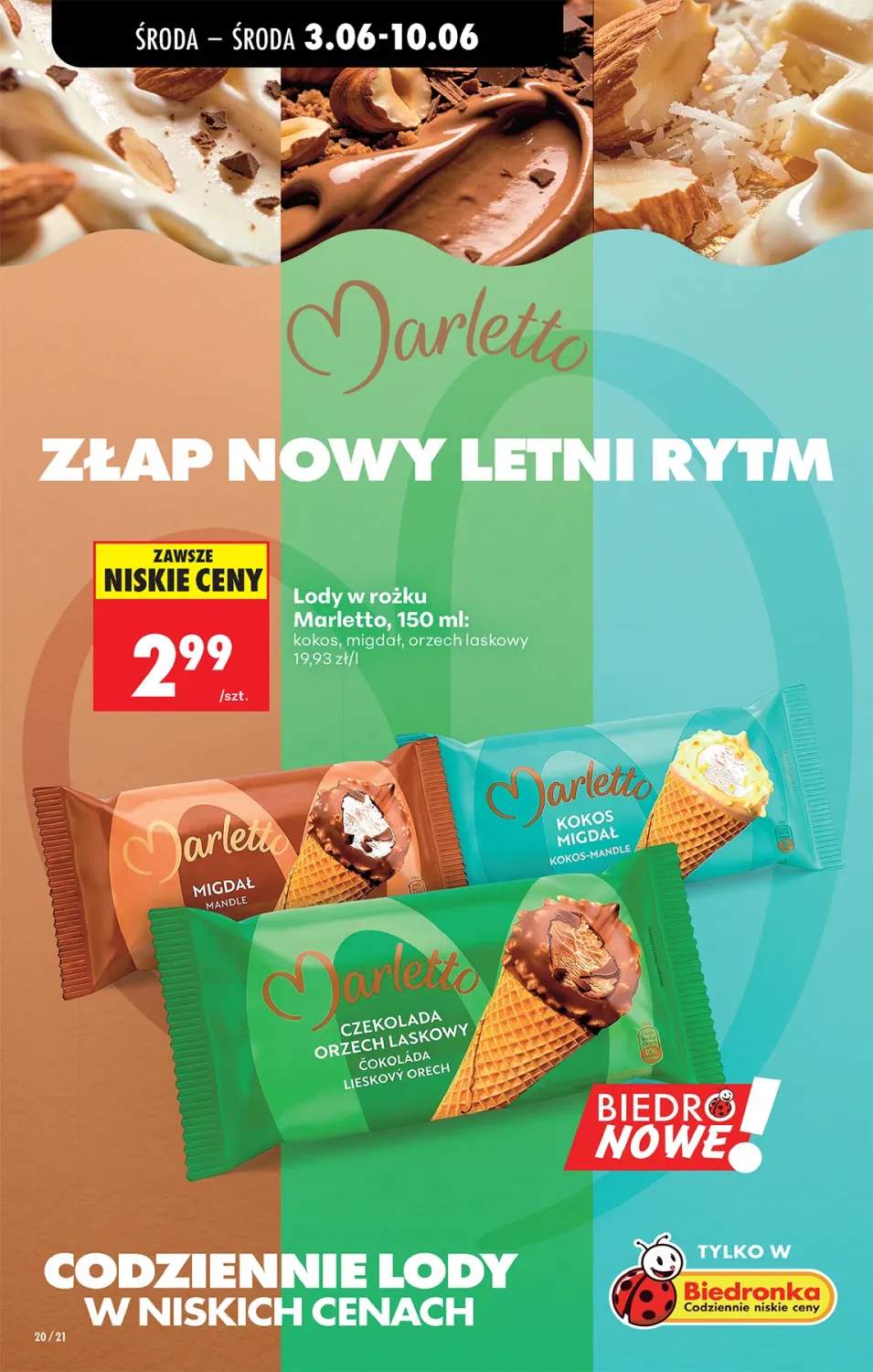 Lody w rożku Marletto orzech laskowy