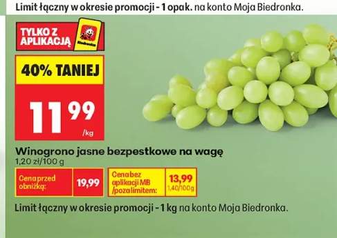 Winogrono jasne bezpestkowe na wagę