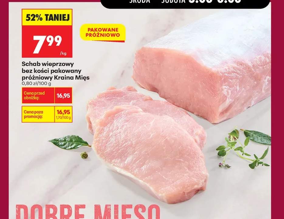 Schab wieprzowy bez kości pakowany próżniowy Kraina Mięs