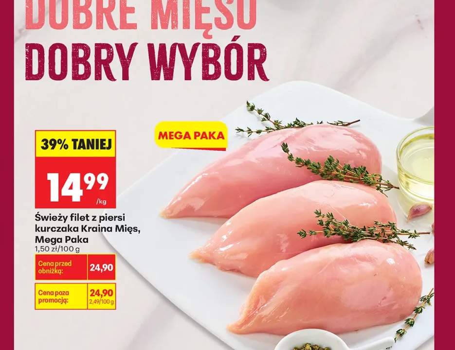 Świeży filet z piersi kurczaka Kraina Mięs Mega Paka
