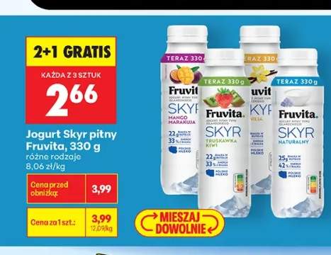 Jogurt Skyr pitny Fruvita truskawka kiwi