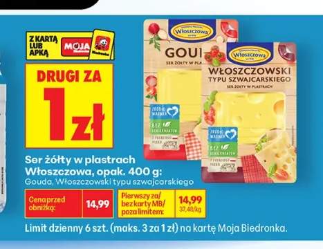 Ser żółty w plastrach Włoszczowa Gouda