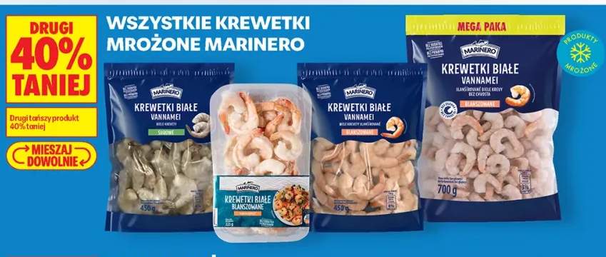Krewetki białe Vannamei blanszowane bez chvosta Marinero