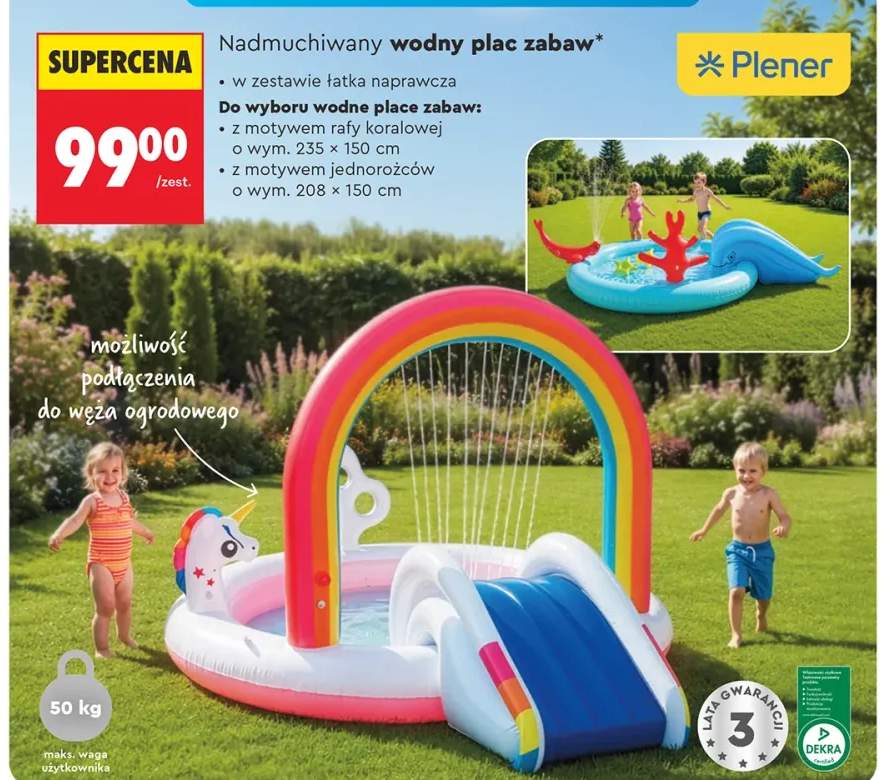 Nadmuchiwany wodny plac zabaw z motywem jednorożców