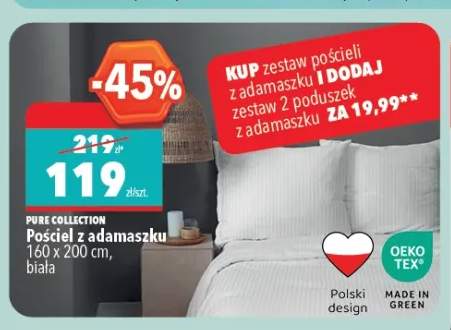 Pościel z adamaszku Pure Collection 160x200 cm biała