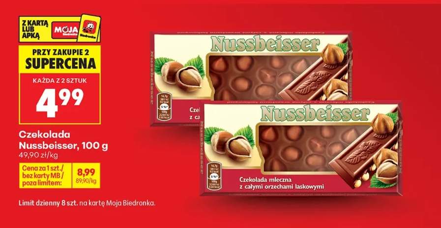 Czekolada mleczna z całymi orzechami laskowymi Nussbeisser