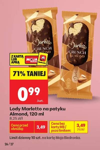 Lody Marletto na patyku Almond