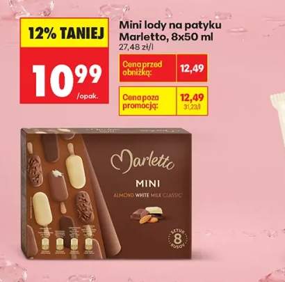 Mini lody na patyku Marletto Almond White Milk Classic 8-pak 50 ml