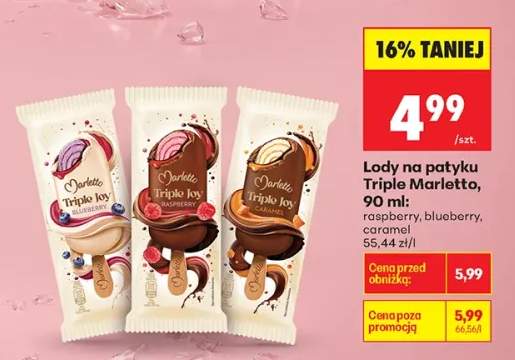 Lody na patyku Marletto Triple Joy raspberry