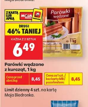 Parówki wędzone z kurcząt Kraina Wędlin