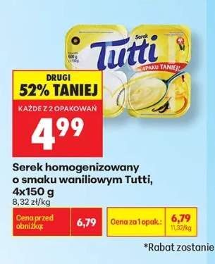 Serek homogenizowany o smaku waniliowym Tutti 4-pak