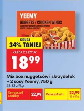 Mix box nuggetsów i skrzydełek + 2 sosy Yeemy