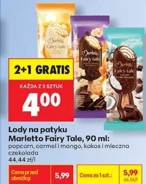 Lody na patyku Marletto Fairy Tale Kokos i Mleczna Czekolada 90 ml