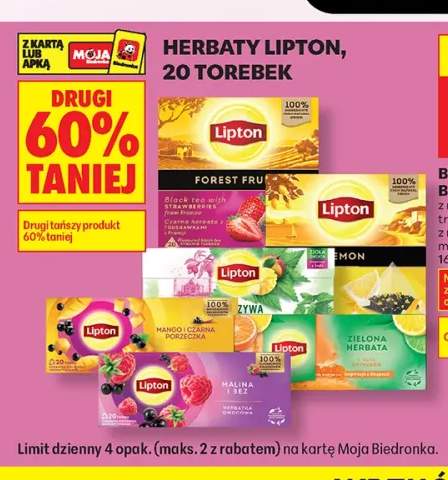 Herbata czarna Lipton Mango i Czarna Porzeczka 20-pak