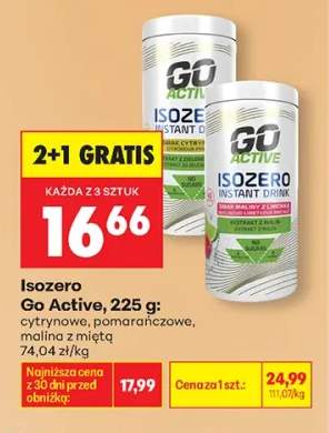 Napój izotoniczny Isozero Go Active malina z miętą