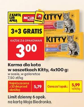 Karma dla kota w saszetkach Kitty w galaretce 4-pak 100 g
