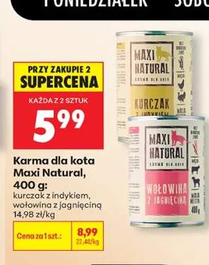 Karma dla kota Maxi Natural kurczak z indykiem 400 g