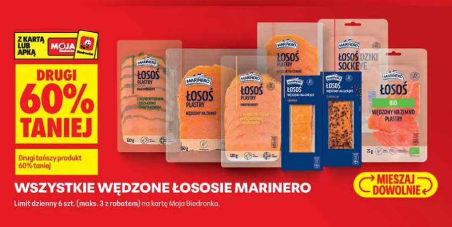 Łosoś wędzony na zimno plastry Marinero +5 wariantów