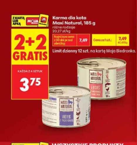 Karma dla kota Maxi Natural indyk z przepiórką +1 wariant