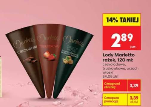 Lody rożek Marletto czekoladowe +2 warianty