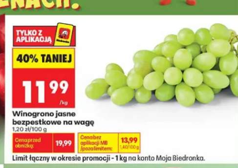 Winogrono jasne bezpestkowe na wagę