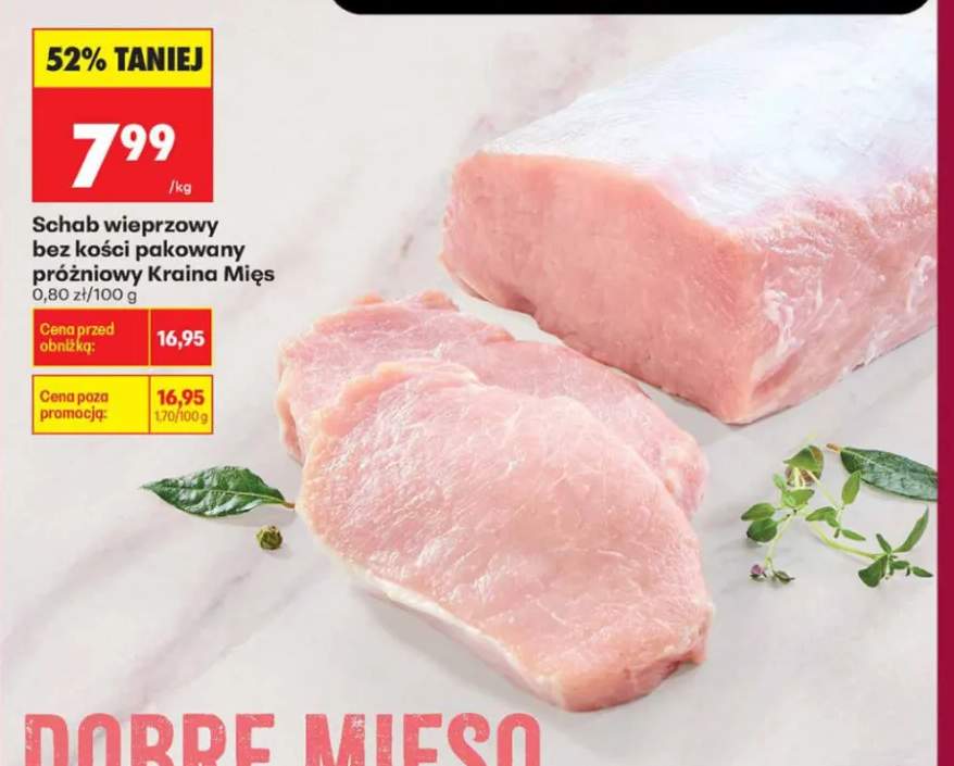Schab wieprzowy bez kości pakowany próżniowo Kraina Mięs