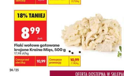 Flaki wołowe gotowane krojone Kraina Mięs