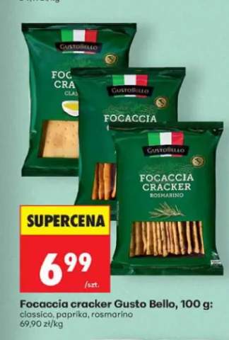 Focaccia cracker Gusto Bello paprika +2 warianty