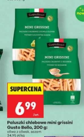Paluszki chlebowe mini grissini Gusto Bello z oliwą z oliwek +1 wariant