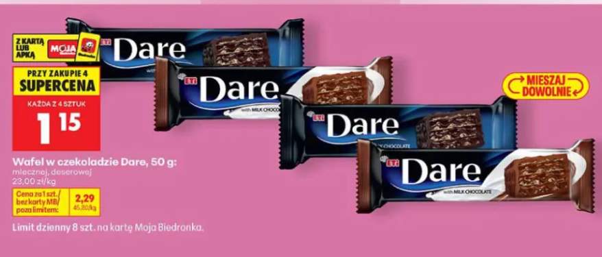 Wafel w czekoladzie mlecznej Dare +1 wariant