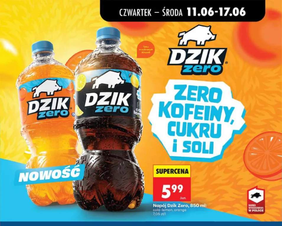 Napój gazowany Dzik Zero cola-lemon +1 wariant