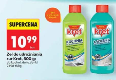 Żel do udrożniania rur Kret do kuchni +1 wariant