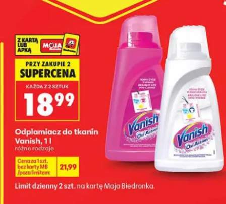 Odplamiacz do tkanin Vanish Oxi Action +1 wariant