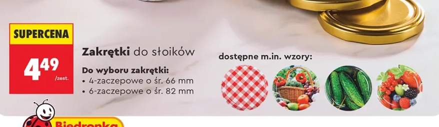 Zakrętki do słoików 4-zaczepowe śr. 66 mm +1 wariant