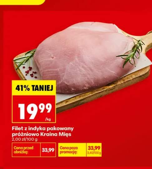Filet z indyka pakowany próżniowo Kraina Mięs