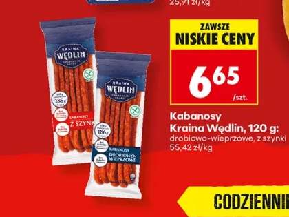 Kabanosy drobiowo-wieprzowe Kraina Wędlin +1 wariant