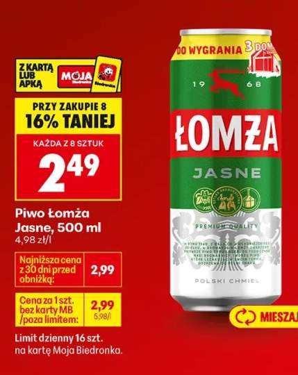 Piwo Łomża Jasne
